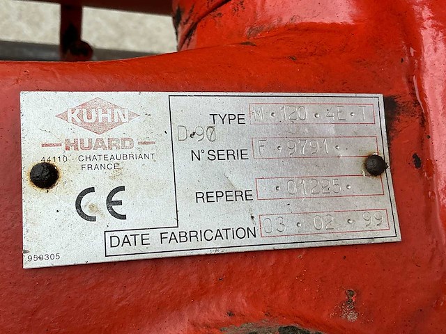 1999 kuhn huard master 120 4e t hydraulische wentelploeg - afbeelding 5 van  19