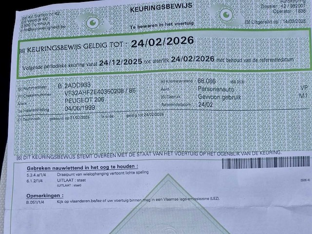 1999 peugeot 206 personenauto - afbeelding 6 van  23