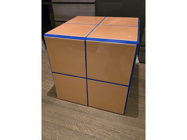 1x design oranje tegeltafel handmade 31x31x31h - afbeelding 2 van  7