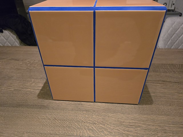 1x design oranje tegeltafel handmade 31x31x31h - afbeelding 3 van  7