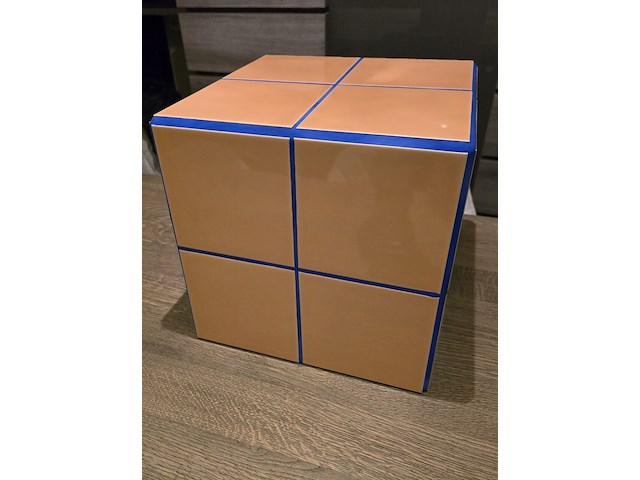1x design oranje tegeltafel handmade 31x31x31h - afbeelding 2 van  7