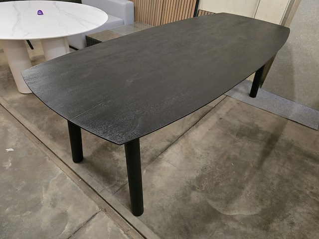 1x houten tafel zwart massief 240x100 - afbeelding 1 van  8