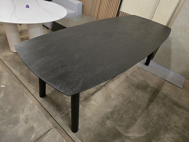 1x houten tafel zwart massief 240x100 - afbeelding 2 van  8