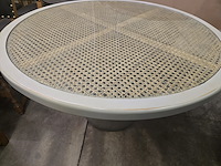 1x houten tafelblad riet met glastop 100cm - afbeelding 3 van  4