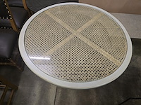 1x houten tafelblad riet met glastop 100cm