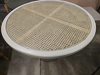 1x houten tafelblad riet met glastop 100cm - afbeelding 2 van  4