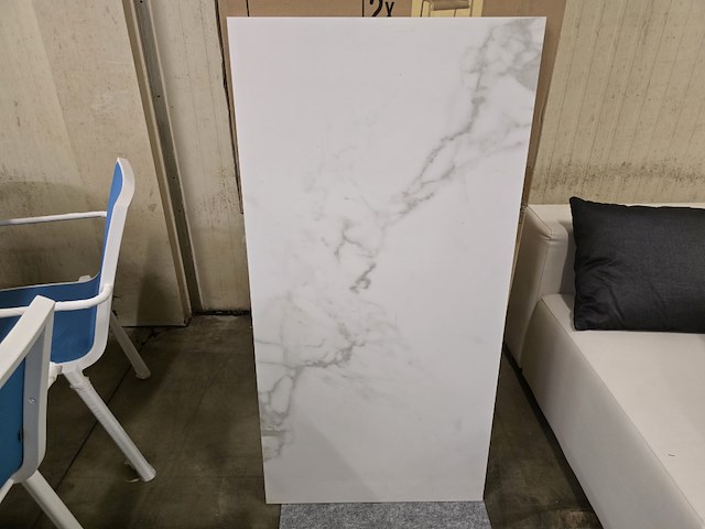 1x keramiek blad white carrara glossy 120x60x1 - afbeelding 1 van  5
