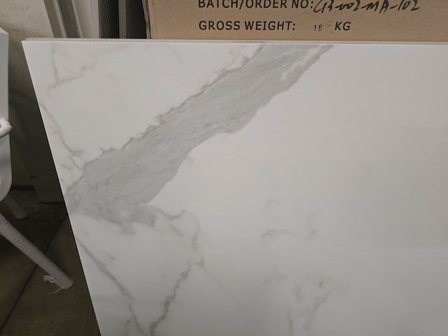 1x keramiek blad white carrara glossy 90x90x1 - afbeelding 6 van  8