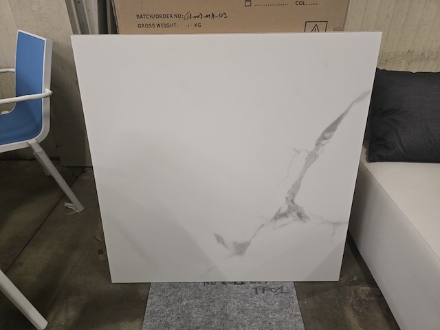 1x keramiek blad white carrara glossy 90x90x1 - afbeelding 1 van  8