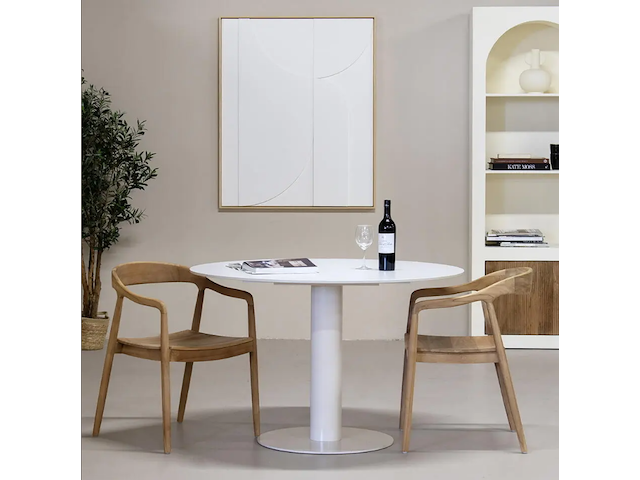 1x keramiek tafel rond wit 120x120 - afbeelding 2 van  3
