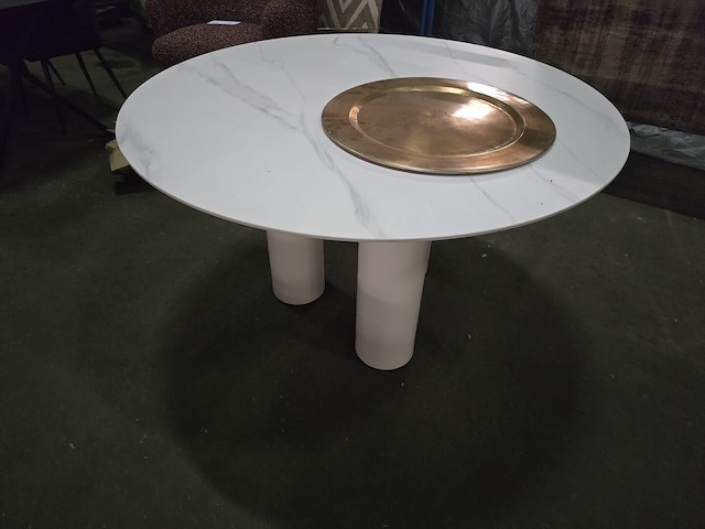 1x keramiek tafel rond wit 130x130 - afbeelding 1 van  6
