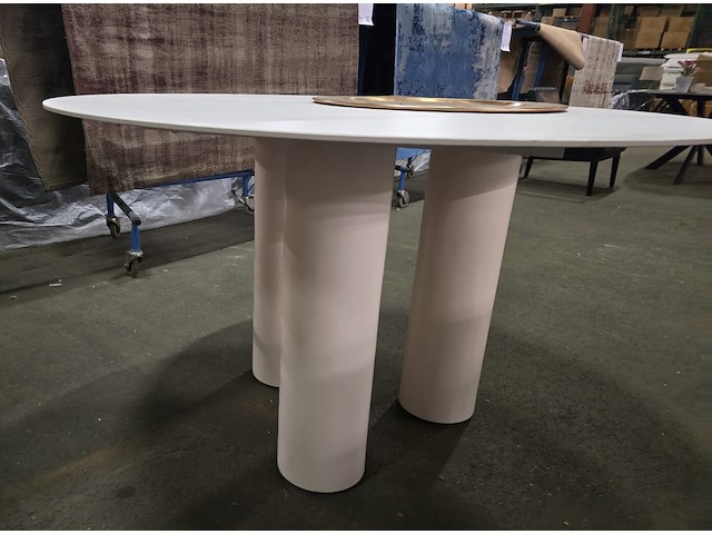 1x keramiek tafel rond wit 130x130 - afbeelding 4 van  6