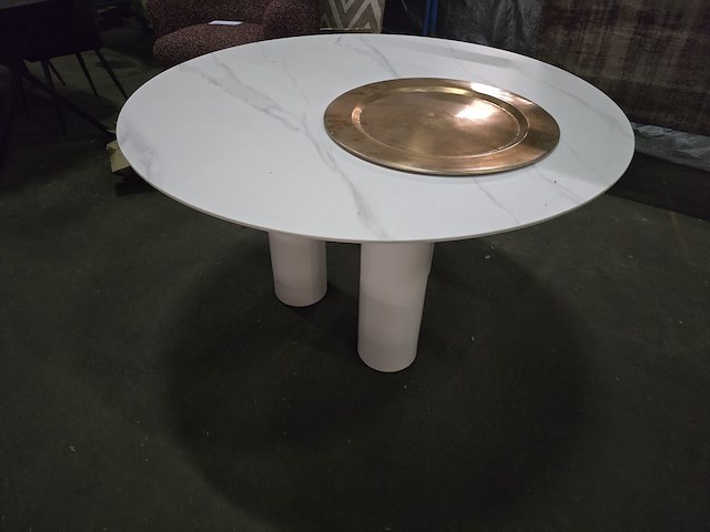 1x keramiek tafel rond wit 130x130 - afbeelding 1 van  6