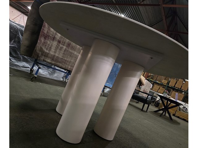 1x keramiek tafel rond wit 130x130 - afbeelding 5 van  6
