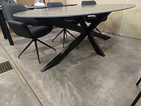 1x keramiek tafel zwart 220x120 met x poot - afbeelding 3 van  6
