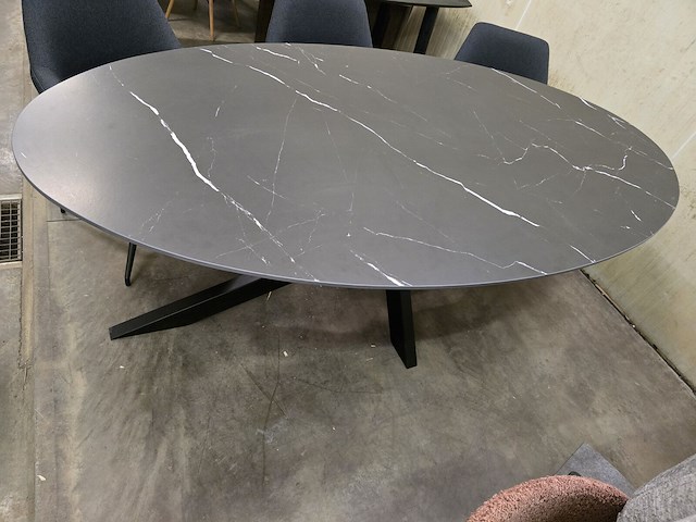 1x keramiek tafel zwart 220x120 met x poot - afbeelding 4 van  6