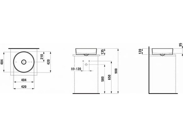 1x laufen kartell - waskom 75x35 cm, diameter 42 cm, saphirkeramik, wit - afbeelding 2 van  3
