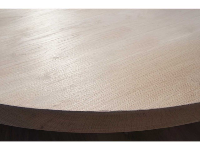 1x massief eiken tafel rond 1m met onderstel - afbeelding 4 van  5
