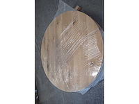 1x massief eiken tafelblad rond 1m - afbeelding 2 van  4