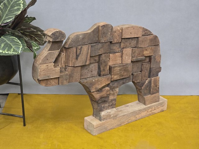 1x olifant in recycled wood 92x12x68 - afbeelding 1 van  4