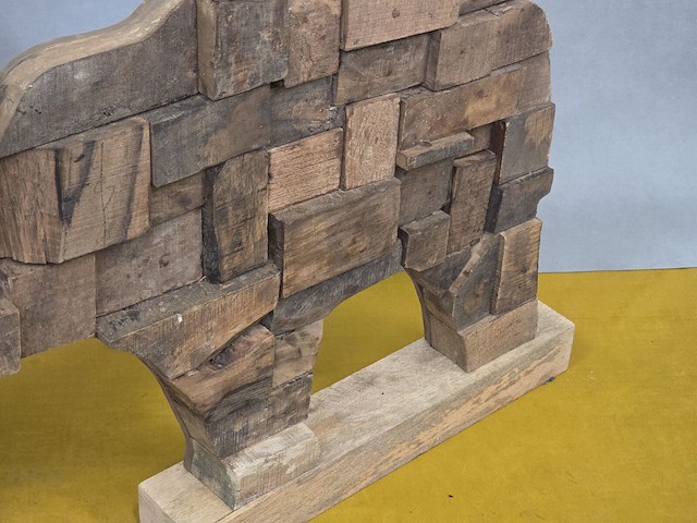 1x olifant in recycled wood 92x12x68 - afbeelding 3 van  5