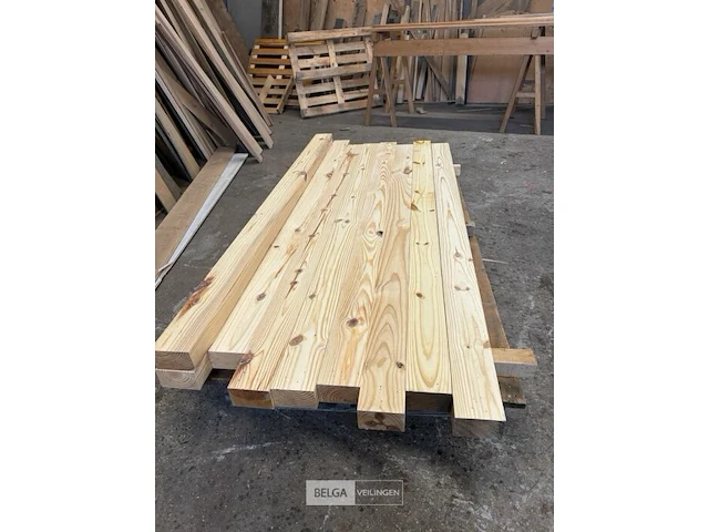1x pak houten balken 245cm lang 13,8cm breed 8,8cm dik - afbeelding 1 van  3