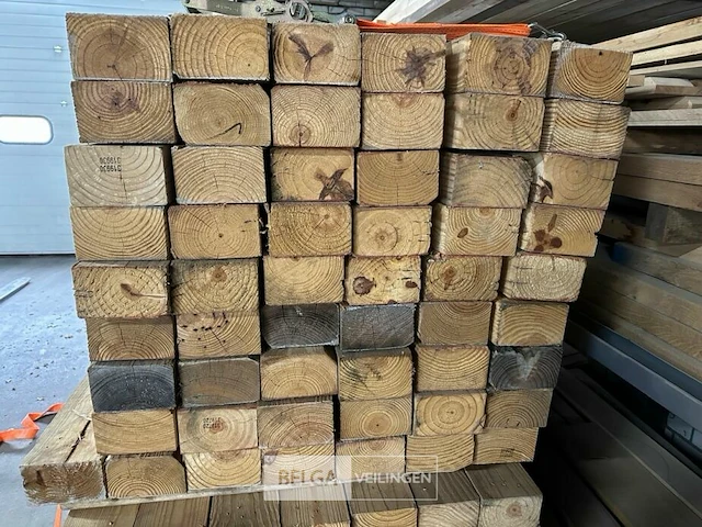 1x pak houten balken 245cm lang 13,8cm breed 8,8cm dik - afbeelding 2 van  3