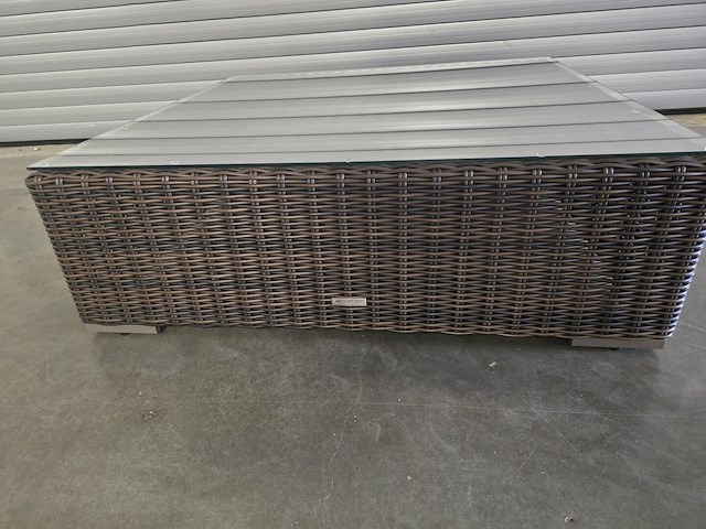 1x salontafel rottan met glazen blad 105x105x35h - afbeelding 2 van  4