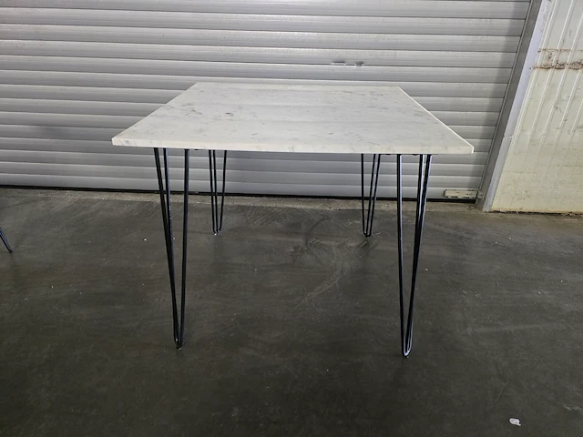 1x tafel vierkant 90x90 met wit marmeren blad - afbeelding 2 van  4