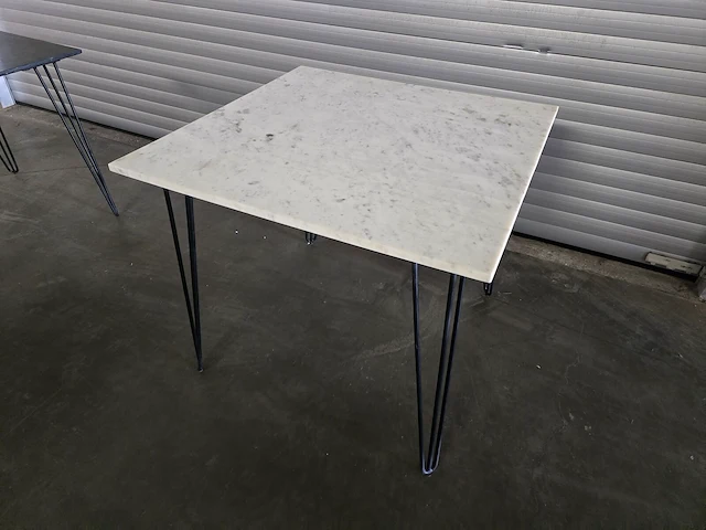 1x tafel vierkant 90x90 met wit marmeren blad - afbeelding 3 van  4