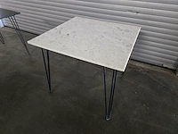 1x tafel vierkant 90x90 met wit marmeren blad - afbeelding 3 van  4