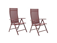 2 aluminium klapstoelen, ergonomisch gevormd, verstelbaar in 7 posities, dragen tot 120 kg - donkerrood/mat - afbeelding 1 van  7