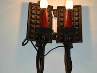 2 antieke wandlampjes wafelijzer, 1 wandlamp schepje - afbeelding 2 van  5