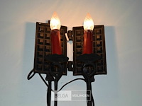 2 antieke wandlampjes wafelijzer, 1 wandlamp schepje - afbeelding 3 van  5