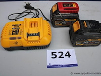 2 batterijen plus oplader dewalt, werking niet gekend - afbeelding 1 van  3