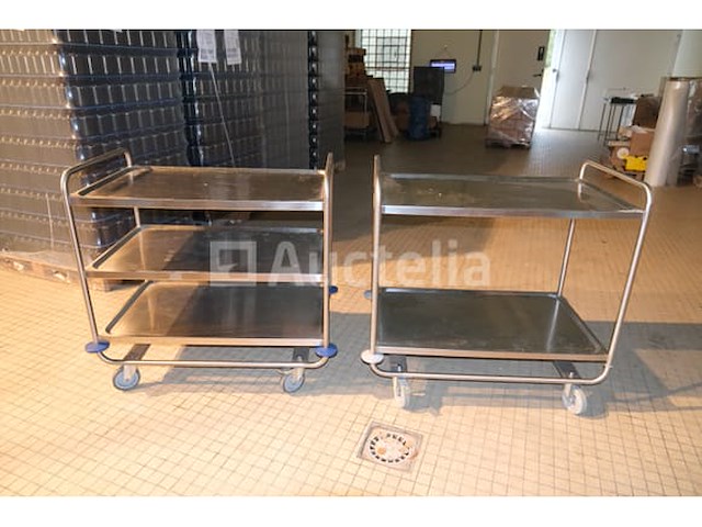 2 blanco roestvrijstalen serveerwagens - afbeelding 4 van  6