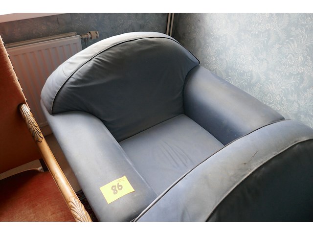 2 blauwe stoffen fauteuils - afbeelding 2 van  3