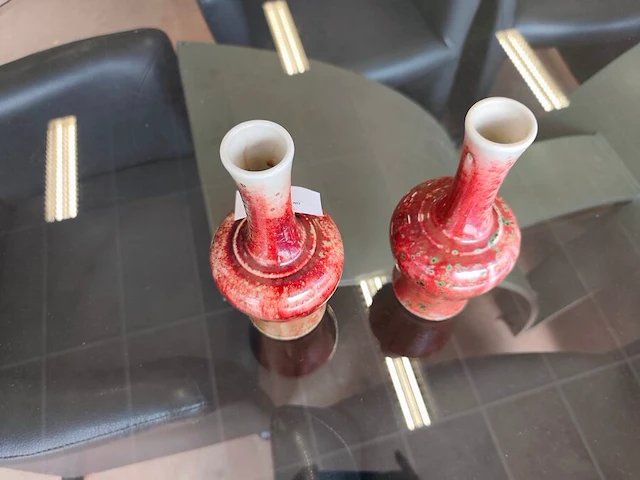 2 chinese porseleinen flesvormige vazen - afbeelding 4 van  6