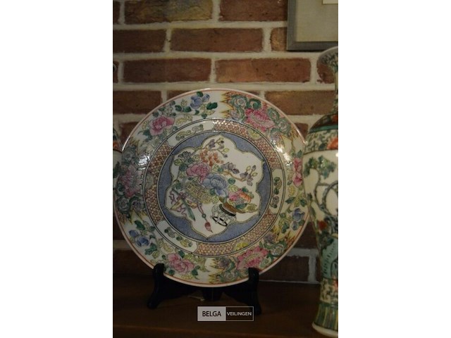 2 chinese vaasjes en bord - afbeelding 3 van  4