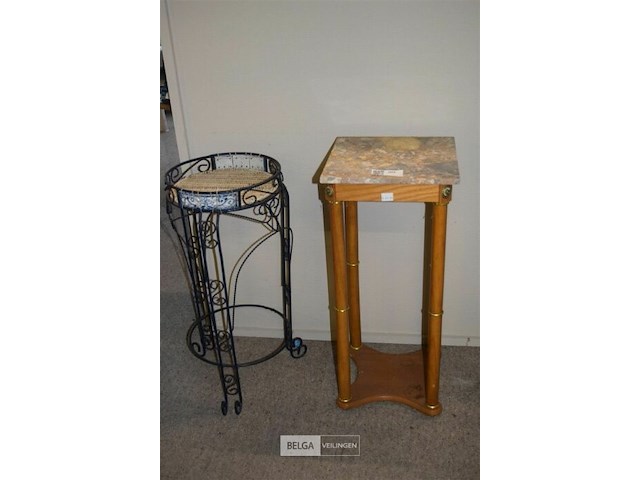 2 deco bijzet tafel met riet - afbeelding 1 van  3