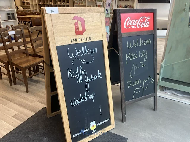 2 diverse stoepborden waaronder coca cola en duvel - afbeelding 1 van  1