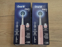 2 elektrische tandenborstels braun oral b pro series 3 rose pink (b435) - afbeelding 1 van  4