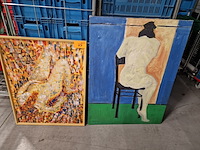 2 expressief en opvallende schilderijen "naakt" - afbeelding 1 van  6