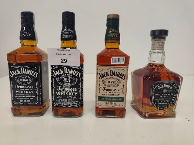 2 flessen jack daniels n7, 1 fles jack daniels tennessee rye, 1 fles jack daniels single barrel - afbeelding 1 van  8
