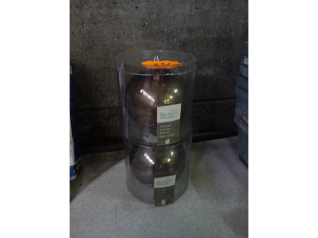 2 grote kerstbollen in glas (brons) - afbeelding 1 van  1