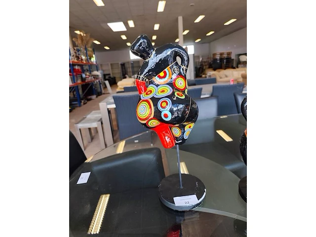 2 handbeschilderde papier-mache sculpturen deesse (1 papier-mache vertoont schade aan de voet) - afbeelding 3 van  7