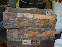 2 houten bloembakjes 11x32 cm - afbeelding 1 van  3