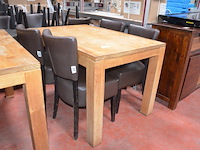 2 houten tafels afm. 120x80x75cm, 22 stoelen bruin leder mar meubelen (7,29) - afbeelding 3 van  8
