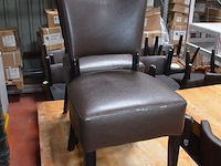 2 houten tafels afm. 120x80x75cm, 22 stoelen bruin leder mar meubelen (7,29) - afbeelding 6 van  8