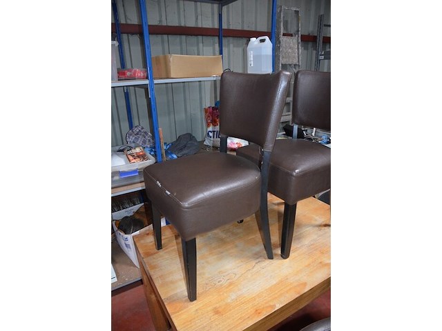 2 houten tafels afm. 120x80x75cm, 22 stoelen bruin leder mar meubelen (7,29) - afbeelding 7 van  8